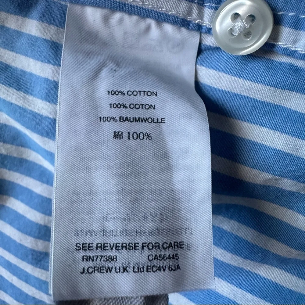 J.Crew Mens Large Classic Fit Blue White Stripe Button Down Shirt 100% Cotton